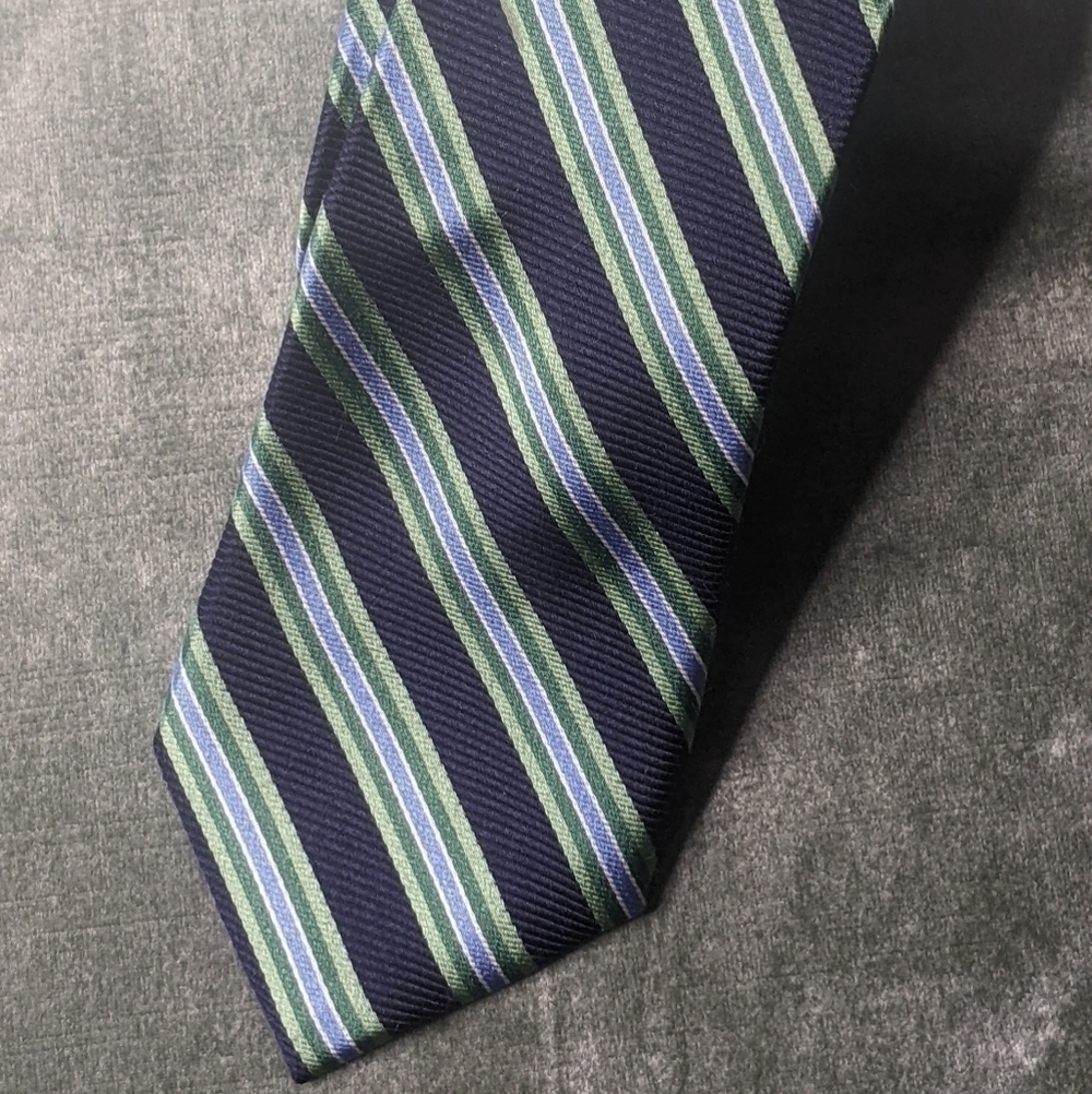 Chaps Stripe Silk Tie Blue and Green